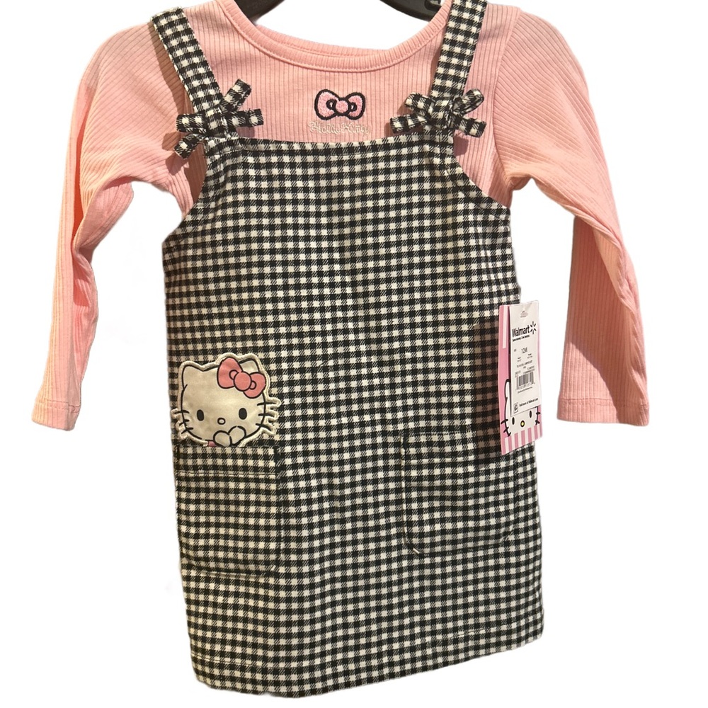 Hello Kitty Black and White Checkered Dress with Pink Top
